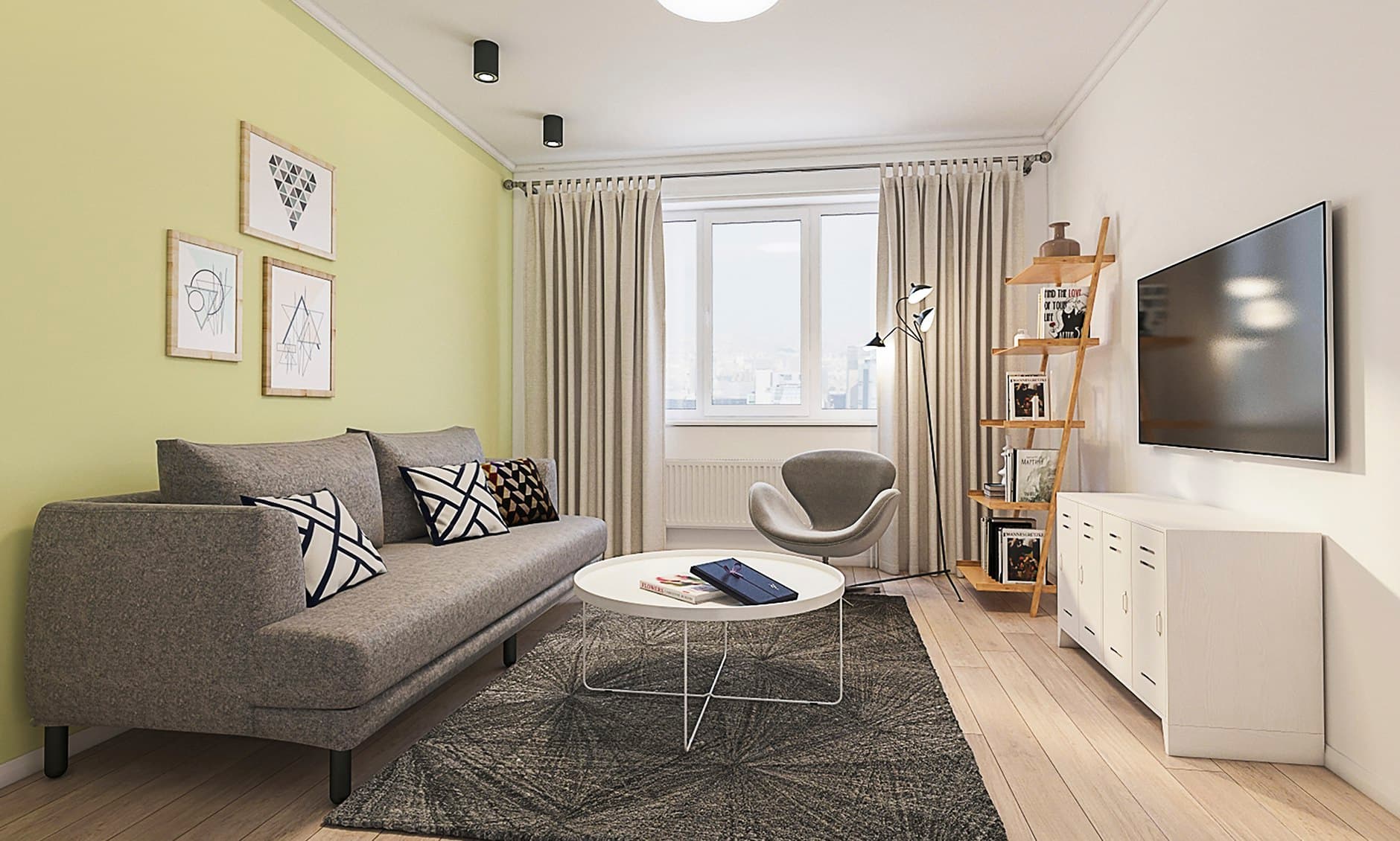 Скандинав — Гостиная — светло-бежевый