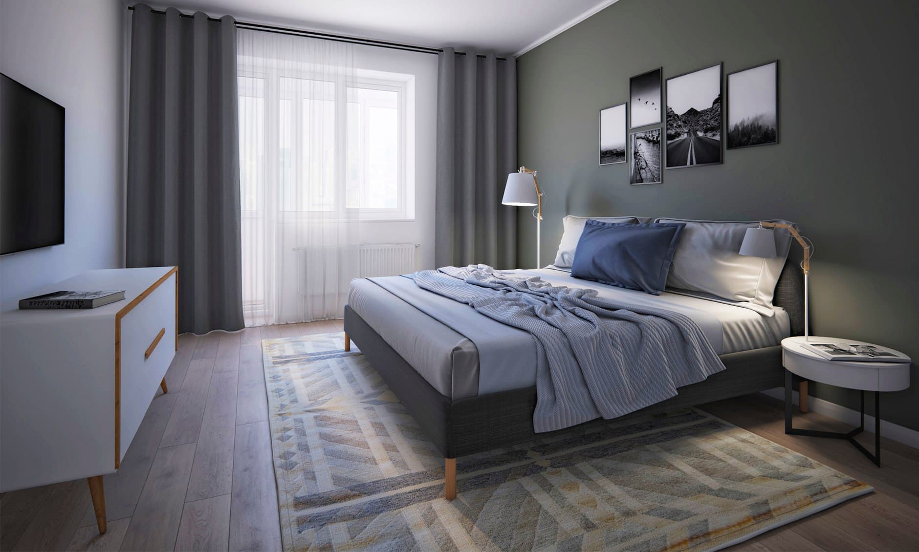 Темно-серый — Спальня